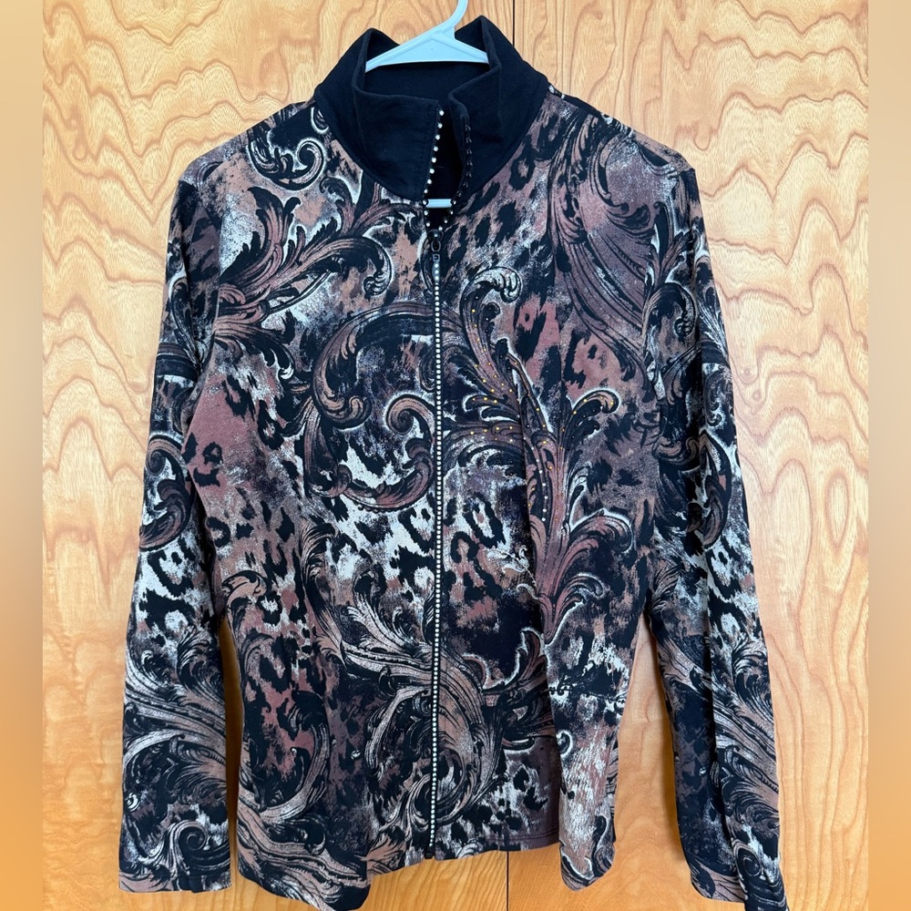 Elegant Black and Brown Patterned Women's Jacket